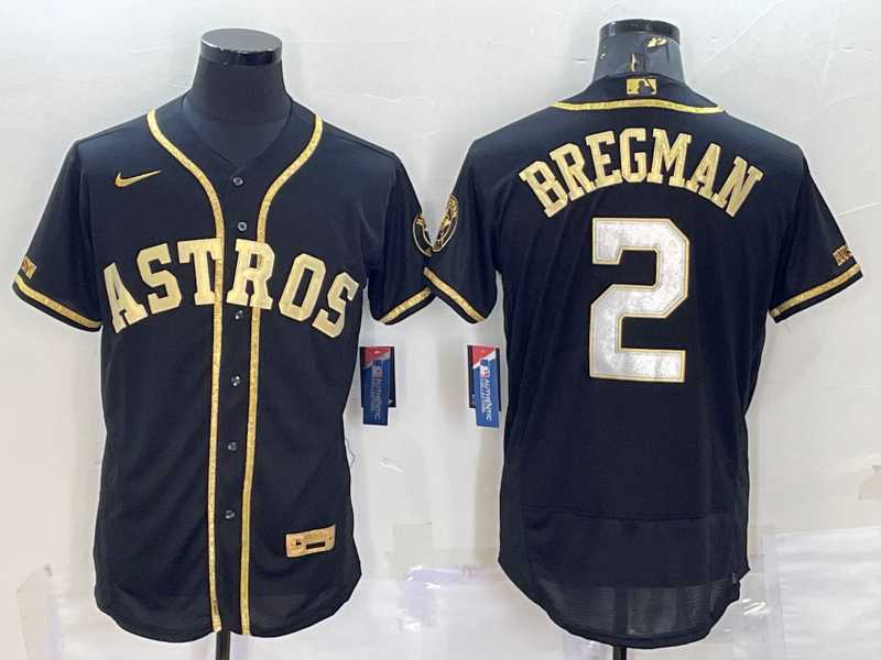 Men%27s Houston Astros #2 Alex Bregman Black Gold Flex Base Stitched Jersey->chicago cubs->MLB Jersey